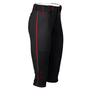 Women's Hypertech Series Fastpitch Pipe Plus Pant - Black w/ Red Stripe