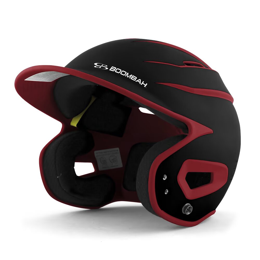 DEFCON Sleek Profile Batting Helmet - BLACK w/ Red