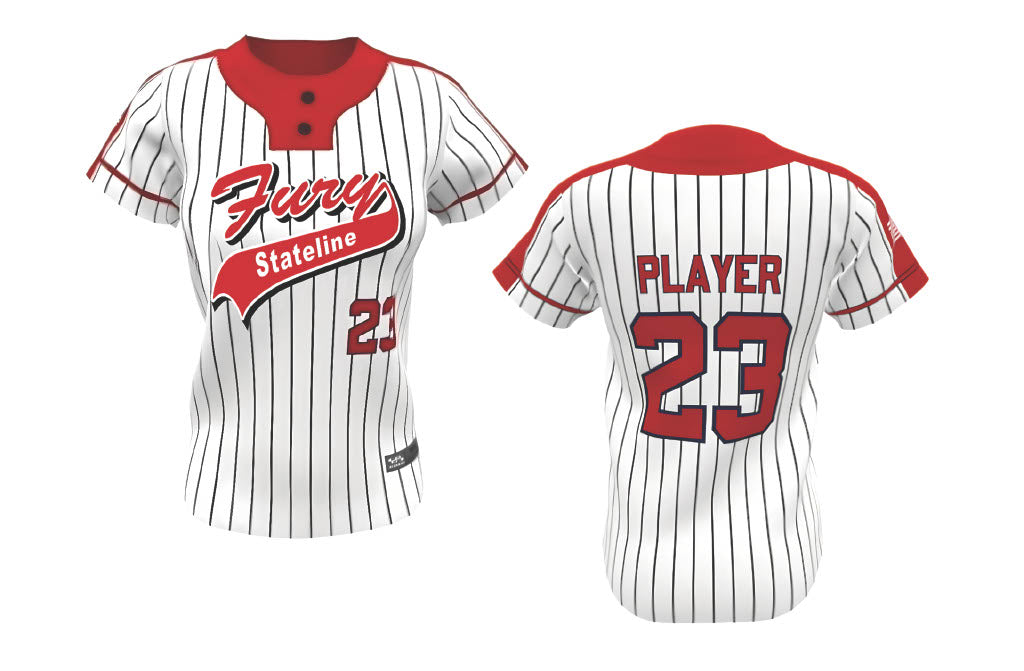 FURY 2 Button White Pinstripe Jersey - CUSTOM