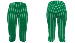 Women's Hypertech Series Fastpitch Pipe Plus Pant - Green w/ White PinStripe