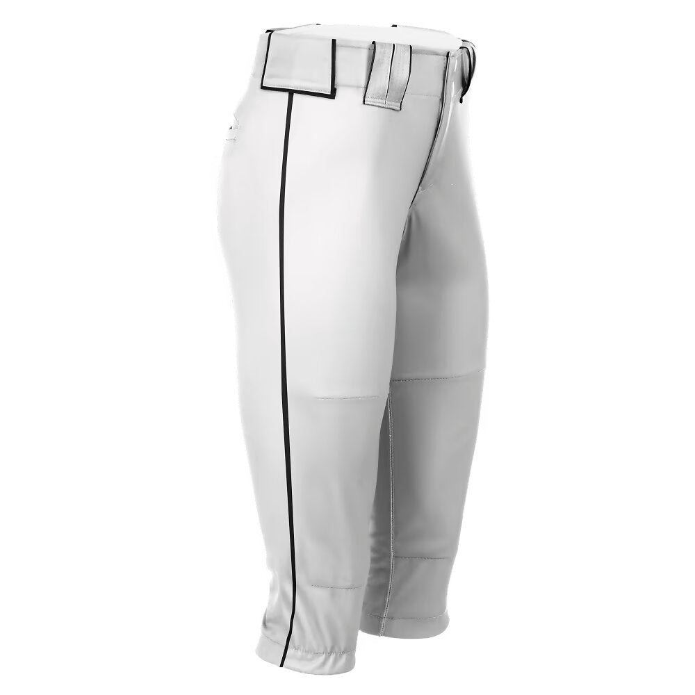 Women's Hypertech Series Fastpitch Pipe Plus Pant - White w/ Black Stripe