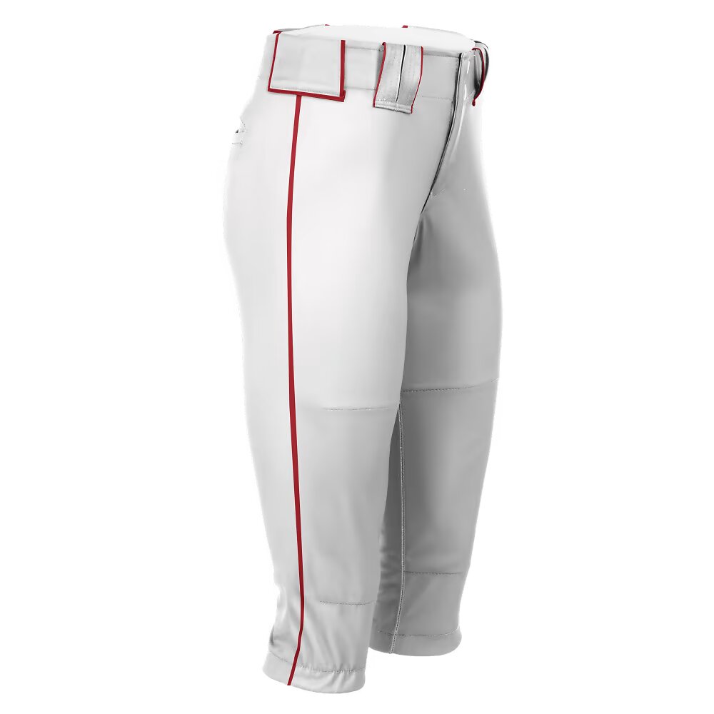 Women's Hypertech Series Fastpitch Pipe Plus Pant - White w/ Red Stripe